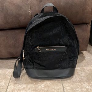 Michael Kors Black Leopard Backpack with Laptop Pocket
